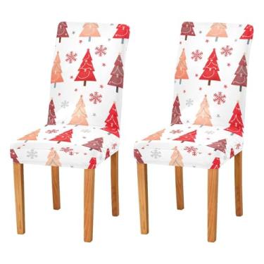 Imagem de STAYTOP 2 capas de cadeira de árvores de Natal, capas elásticas laváveis para cadeira de cozinha, protetor de assento removível para festas de fim de ano, cozinha, hotel, sala de jantar, casamento