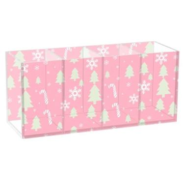 Imagem de Burbuja Porta-canetas de acrílico para árvores de Natal, 4 compartimentos, suporte de lápis transparente para pincéis de maquiagem, acessórios de mesa de escritório em casa