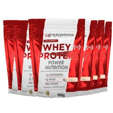 Imagem de 6X Whey Protein Power Nutrition Refil 900G Coco Hf - Hf Suplementos