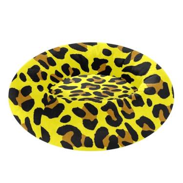 Imagem de SEHANY Cama de cachorro com estampa de leopardo, removível e lavável, pequena, redonda, cama de gato, fofa, super macia, confortável para animais de estimação com fundo antiderrapante para cães