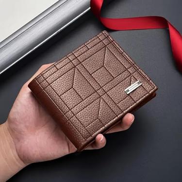 Imagem de Carteira masculina fina com dobra dupla marrom – Carteira clássica de couro sintético de grande capacidade para homens, leve para trabalho, viagens e uso diário, Marrom escuro, Clássico