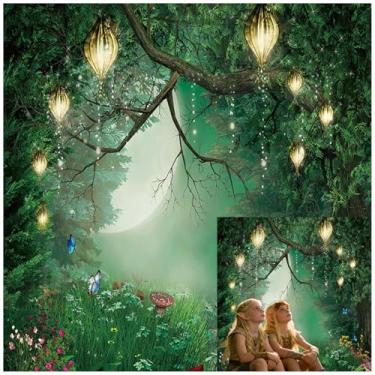 Imagem de Fundo de floresta encantada de 20 x 20 m, borboleta, verde, árvore, cogumelo, fotografia da terra das fadas, festa de aniversário, decoração de fundo de bebê, meninas, adereços de estúdio de cabine de