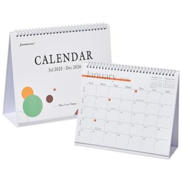 Imagem de Calendário de mesa 2025-2026, julho de 2025 a dezembro de 2026, calendário de mesa dobrável de 18 meses com adesivos, calendário de mesa de 25 x 20 cm, branco