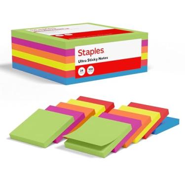 Imagem de Staples Notas ultra adesivas, 7,6 cm x 7,6 cm, coleção Summer Breeze, 100 folhas/bloco, 24 blocos/pacote (ST62882)