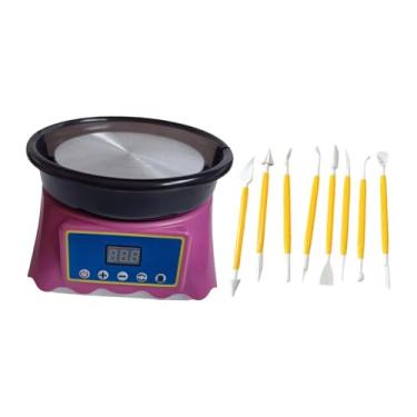 Imagem de Baoblaze Torno de cerâmica elétrico para modelagem em, com bandeja removível, kit completo de cerâmica, prato giratório de 12 cm para meninos, meninas,