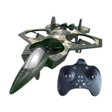 Imagem de Dynwave Avião de controle remoto a jato de com luzes LED, faz acrobacias aéreas, brinquedo voador para crianças, adultos e meninos, Verde Escuro