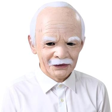 Imagem de Máscara de Idoso em Látex com Textura Envelhecida, Fantasia Unissex Tamanho Único, Ajustável e Respirável, Perfeita para Halloween, Teatro, Fantasia e Cosplay (Astolfo)