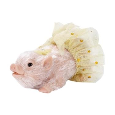 Imagem de simhoa Porquinho de silicone, boneco de porquinho fofo, brinquedo de reborn, mini para crianças, com Vestido Amarelo