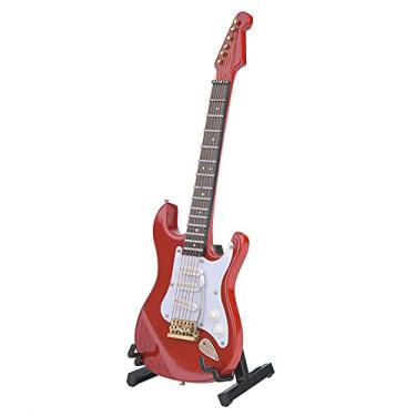 Imagem de Generic Delicada Mini Guitarra de Madeira de 18 Cm Modelo Coleção de Ornamentos Elegante Decoração Portátil Caixa de Presente 4 Cores para Escritório Familiar Amante de Arte Entusiasta de Música