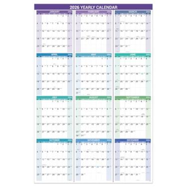 Imagem de Calendário de parede 2026 - Calendário de parede anual 2026, janeiro de 2026 - dezembro de 2026, 86,9 cm x 57,9 cm (aberto), vertical, papel grosso, adesivos redondos de dois lados, fim de semana