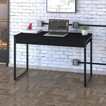 Imagem de Mesa Kuadra Office 120x60x75cm C/02 Gavetas Preto Ônix/Est.preta