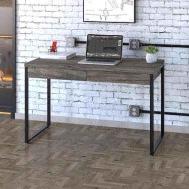 Imagem de Mesa Kuadra Office 120x60x75cm C/02 Gavetas Carvalho Dark/Est.preta