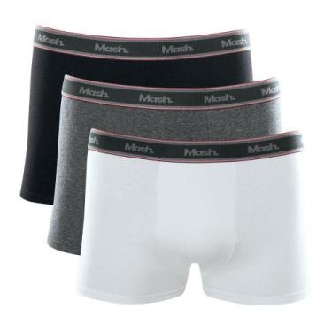 Imagem de Kit Cueca Boxer Mash 3 Peças Elástico Masculina Algodão, Cinza mescla 
