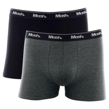 Imagem de Kit Cueca Boxer Mash 2 Peças Masculina Algodão com Elástico, Cinza mes