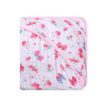 Imagem de Toalha de Banho Soft para Bebê 70 cm x 70 cm Bublim, Borboletas