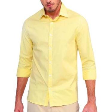Imagem de Camisa Ellus Masculina Tricoline LY Classic Anatomic Amarela-Masculino