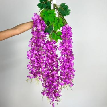 Imagem de Pendente Cerejeira Artificial Rosa com 12 Galhos Toque Real para Decoração e Eventos(Fúcsia)