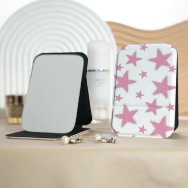 Imagem de Espelho de maquiagem portátil Millennium Y2K Pentagram Series, mini espelho portátil dobrável, espelho de contorno quadrado portátil com flip vertical, adequado para todos em várias ocasiões