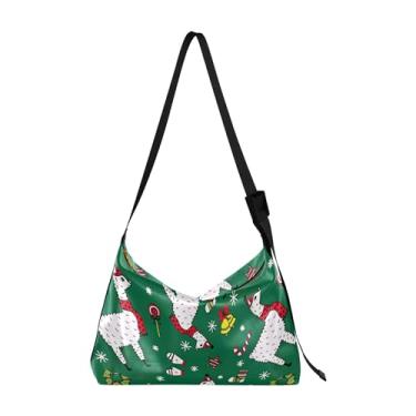 Imagem de Bolsas Hobo de couro com bolinhas rosa escandinava panda para mulheres, bolsa grande, design transversal, estampa animal, bolsa Hobo feminina, Linda touca de lama, presente verde
