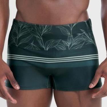Imagem de Sunga Boxer Estampada Com Folhagem E Listras-Masculino