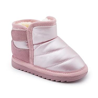 Imagem de BMCiTYBM Botas de neve infantis para meninos e meninas, sapatos quentes de inverno, cano alto, tênis para uso ao ar livre para clima frio, B - Rosa, 19
