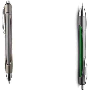 Imagem de Caneta Esferográfica em Alumínio Reciclado, Escrita Azul, Refil Parker, Ponta Touch, Corpo Emborrachado, Ambidestro, Cilíndrico, 0.8cm, 15g (Cinza e Verde)