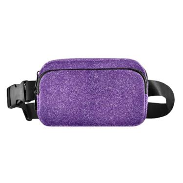 Imagem de Bolsa de cinto gradiente verde unissex mini bolsa de cinto com alça ajustável pochete para mulheres transversal, Glitter roxo, one size, Glitter roxo