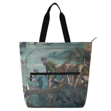 Imagem de Raphael Miraculous Draught Fishes Bolsa de trabalho feminina de lona para livros de praia com zíper para professores e amantes de livros presentes