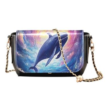 Imagem de GAIGEO Bolsa de ombro feminina de couro de vaca leiteira e garrafa, bolsa de ombro feminina de couro PU, bolsa de ombro de couro para mulheres, Pintura de baleia gigante - 3, One Size