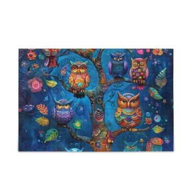 Imagem de Quebra-cabeça de madeira e papel com 500 peças de coruja azul com bolsa de armazenamento para adultos para homens