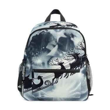 Imagem de GAIGEO Santa Claus Deer Elk Christmas Backpacks for Kids 10x4x12 In, Preschool Backpack for Girls with Water Bottle Pockets, Whistle Buckle