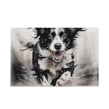 Imagem de Quebra-cabeça de 1000 peças, quebra-cabeça de pintura de cachorro correndo para casa, arte de parede, quebra-cabeça engraçado para adultos