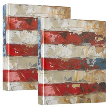 Imagem de Organizador de fichário com bandeira americana de julho para escola e escritório, pacote com 2