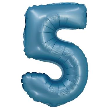 Imagem de BALAO CROMADO C/CANUDO 16" AZUL NUMERO 5