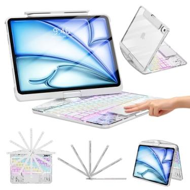 Imagem de Capa com teclado transparente para iPad Air de 11 polegadas (M3/M2, 2025/2024)/iPad Air 5ª/4ª geração 11 polegadas 2022 2020/iPad Pro 11 polegadas 1/2/3/4 2018-2022, trackpad, suporte de lápis