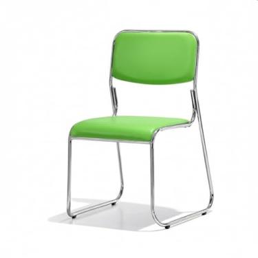 Imagem de XINCHANG Cadeira de escritório empilhável moderna com moldura cromada e assento acolchoado - ideal para uso doméstico e escritório (couro verde)