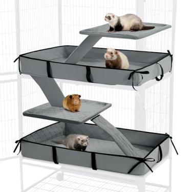 Imagem de HOMBYS Conjunto de forro de gaiola de furão à prova d'água com proteção contra respingos para gaiola de furões, bordas extra altas para limpeza, acessórios de gaiola laváveis macios para animais