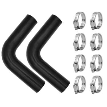 Imagem de (Pacote com 2) Mangueira de pescoço de enchimento de combustível a gasolina de 3,5 cm com 8 braçadeiras - Substituição da mangueira do tanque de gás de 38 cm de comprimento (90 graus, 3,5 cm ID)