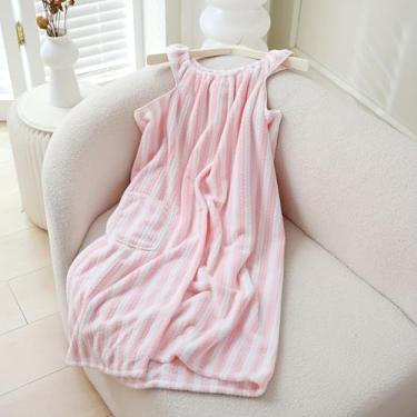 Imagem de Toalha de banho vestível de água de secagem rápida, roupão de banho 2 em 1, toalha de banho vestível para mulheres após o banho - rosa