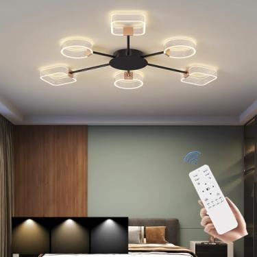 Imagem de Luminária de teto LED moderna para sala de estar, com brilho e temperatura de cor ajustáveis, controle remoto, em acrílico, embutida, ideal para quartos, salas de jantar e escritórios (6)