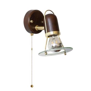 Imagem de Arandelas de parede modernas para cima e para baixo ajustável estilo retrô lâmpada de parede de cabeceira de madeira para sala de estar quarto estudo corredor decoração de quarto infantil