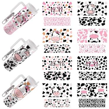 Imagem de XRTHGS 16 peças de adesivos fofos de vaca UV DTF para mini chaveiro vibrante copo de alta viscosidade, transferência de acrílico, superfícies lisas e rígidas