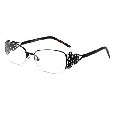 Imagem de Óculos femininos sem grau, óculos de alta moda, de metal, estilosos, com design de flor roxa