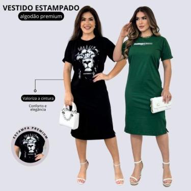 Imagem de Kit 2 Vestidos Feminino Estampado Moda Evangelica Casual - Qbonita Tsh