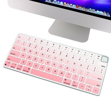 Imagem de YongMai Capa de silicone para teclado 2021 A2449 iMac Magic Keyboard com Touch ID com teclado numérico, lavável à prova de poeira Apple iMac Magic Keyboard Skins Capas de teclado Apple