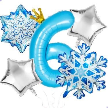 Imagem de Frozen 6th Birthday Party Decorations Balloon, 40" Elsa 6 Balloon with Crown SnowFlake Foil Mylar Balloons for Princess Anna Elsa Frozen Theme Birthday Supplies, Birthday Decorations, Party Favors