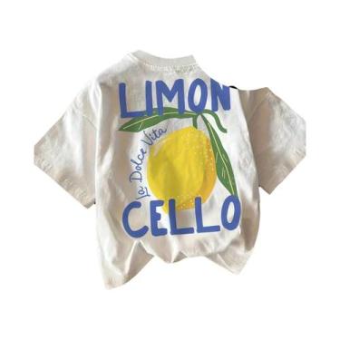 Imagem de Camiseta Feminina Leve E Respirável Com Estampa De Limão, Casual, Gola