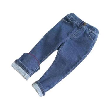 Imagem de Calças Jeans Quentes Para Meninos E Meninas, Outono Fino, Inverno Gros