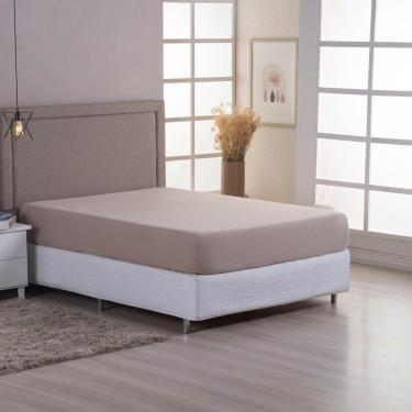 Imagem de Lençol De Baixo Minimal Casal Avulso Com Elástico 01 Peça Malha 100% Algodão - Bege