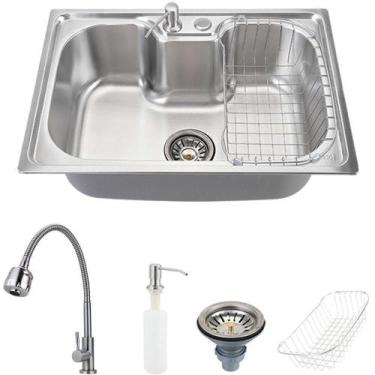 Imagem de Cuba para Cozinha pia inox Com Acessórios Carajás e Torneira gourmet J